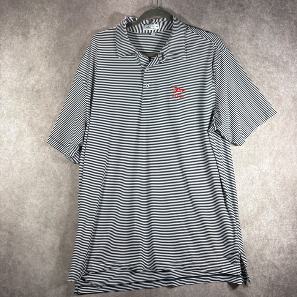 Peter Millar Polo Summer Comfort Shirt XL Blue US Open LACC Striped Performance